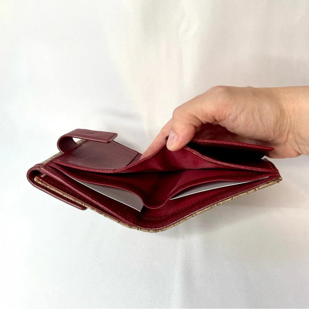 Dior Beige Logo Canvas Wallet with Bordeaux Leather – New with Tags